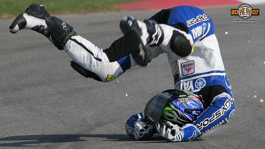 12 Safety Tips Every Rider Should Know That Could Save Your Life agv-sports-group-leathers-Josh-Herrin-crash-4-Ride-Defensively-Safety Tips Every Rider Should Know