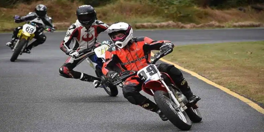 Despite being 27 years old, Michael Parrotte is still using a set of leather racing gear at Sandy Hook Speedway as of summer 2022.