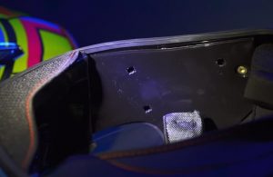 How to Check a Helmet's Quality: The 6 Key Pillars A counterfeit helmet missing chin pads, compromising rider comfort and fit, and raising safety concerns.