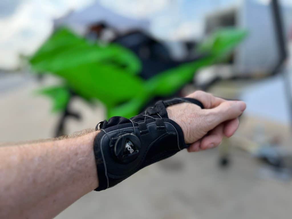Top 5 Best Sportbike Tires for Street and Track Michael Parrotte wearing a wrist brace at Summit Point