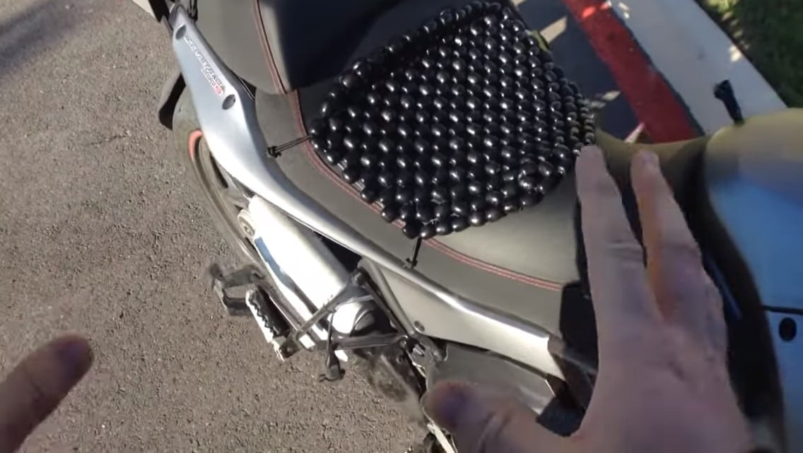 The wooden bead BeadRider Classic Beaded Motorcycle Seat Cover.