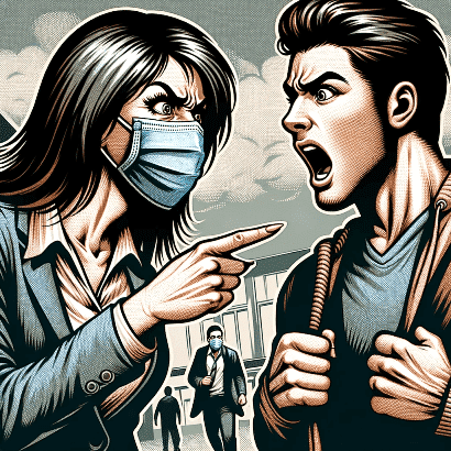 Angry Karen Yelling at Man for Not Wearing Face Mask