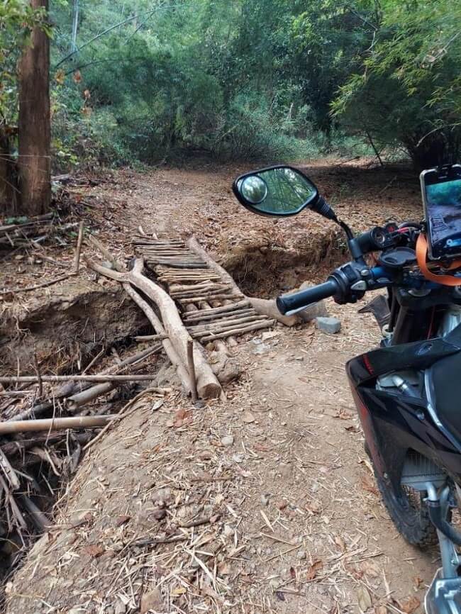 Close up shot of the bridge of death lauda air flight 4 crash site