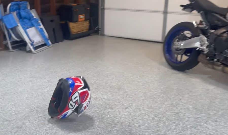 Dropping a Motorcycle Helmet